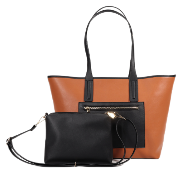 Fashion Tote bag ,Crafted from high-quality PU leather,this handbag combines sleek design with durability for a stylish and practical accessory;Color:  COG+BLK;