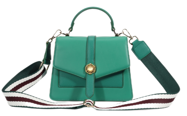 Buckle Decor Flap Square Bag,Women Shoulder Bag handbag high-end popular versatile shoulder crossbody bag Fashionable PU bag.Color:  GREEN;