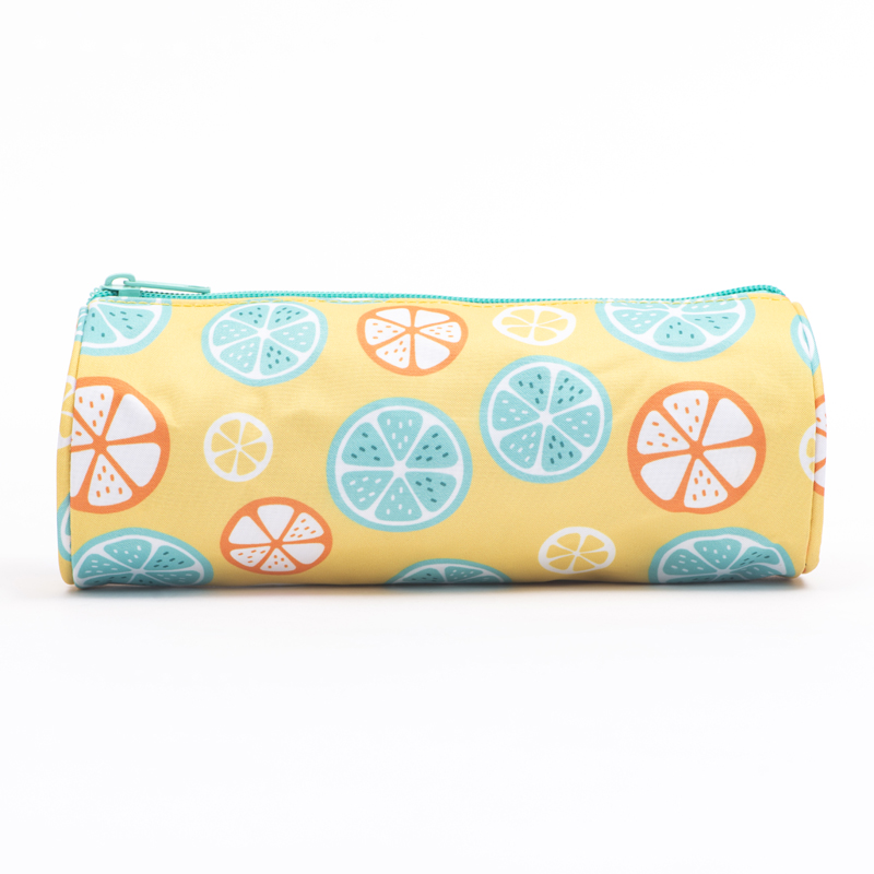 BTS Pencil case ,The main color is bright yellow, featuring various citrus fruit slice patterns,giving it a summery vibe.It’s perfect for kids or anyone who enjoys a cute style.