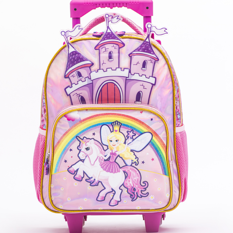 Uncorn BTS Trolley bag,This bag is an adorable children’s rolling backpack with a fairytale and fantasy design, perfect for kids who love fairy tales.