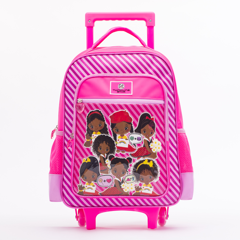 BTS Trolley bag ,Equipped with a handle and wheels, it’s convenient for children to pull along, making it especially suitable for school or travel.color-pink