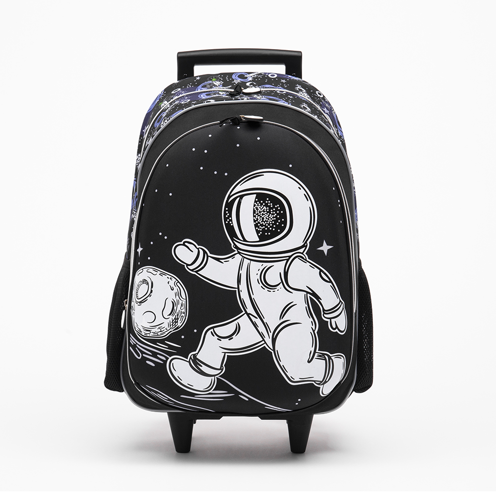 BTS Trolley bag，astronaut bag，This backpack is not only practical, providing space for books, stationery, and other items, but also adds a touch of fun and fantasy to kids’ everyday life,color-black